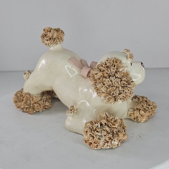 Vintage Spaghetti Cocker Spaniel Figurine Pink Bow MCM *Chipped* - Picture 3 of 8